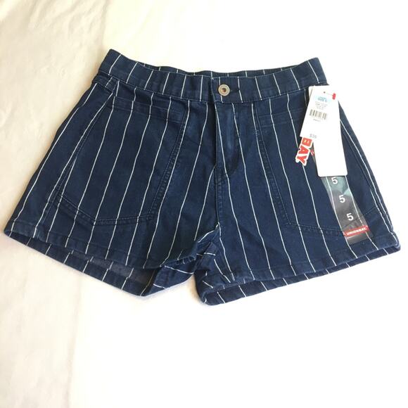Unionbay Chloe Striped Shorts Blue White Juniors 5 - Picture 1 of 16